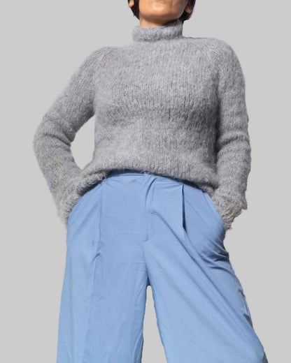 Handmade Alpaca Knit Pullover | Sustainable Grey Sweater Top