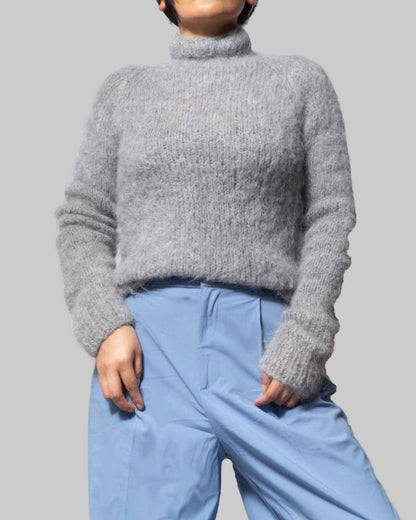 Handmade Alpaca Knit Pullover | Sustainable Grey Sweater Top