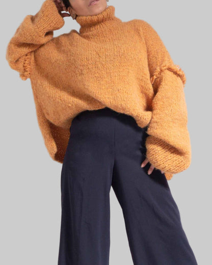 Oversized Knit Alpaca Sweater | Turtleneck Slouchy Pullover