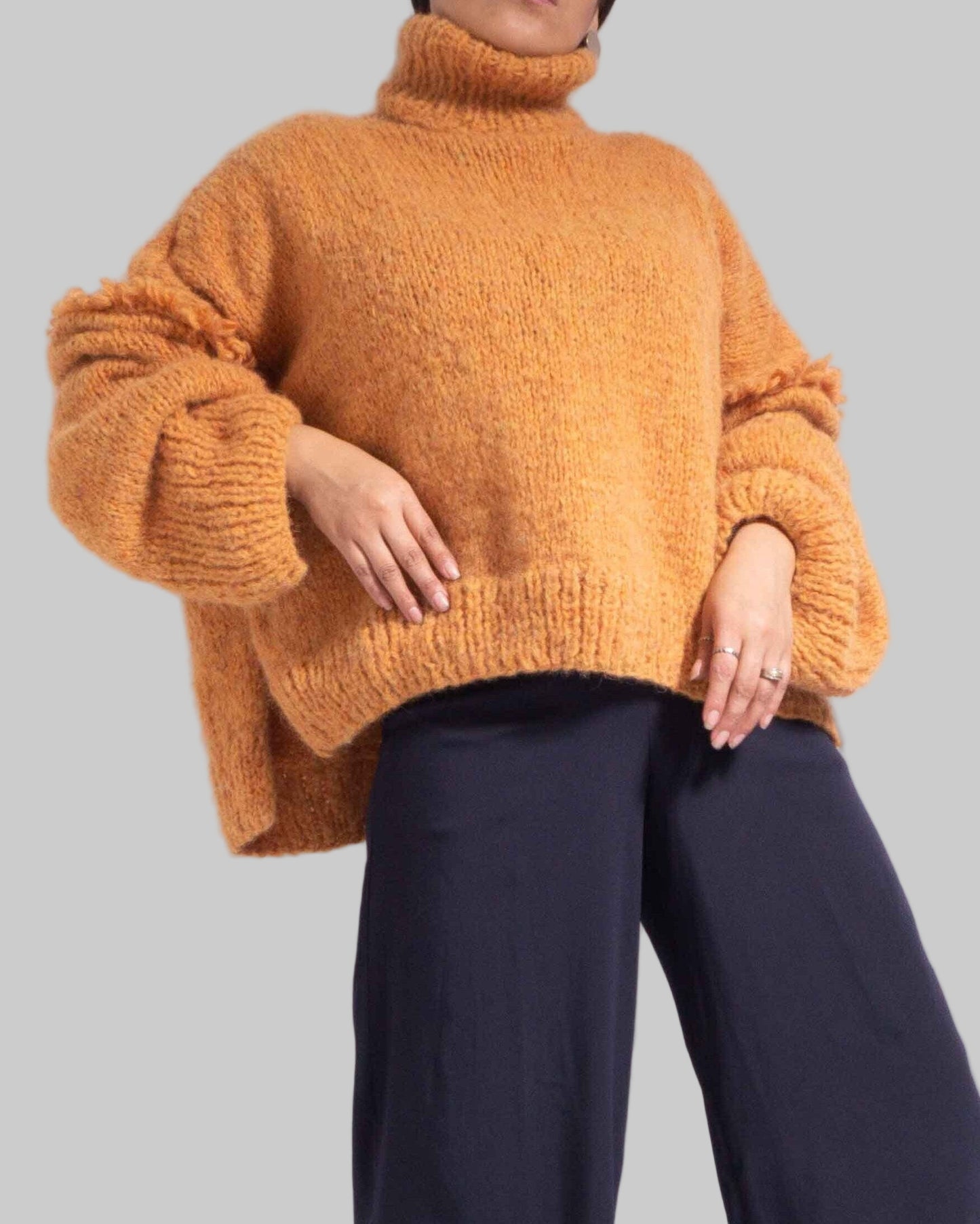 Oversized Knit Alpaca Sweater | Turtleneck Slouchy Pullover