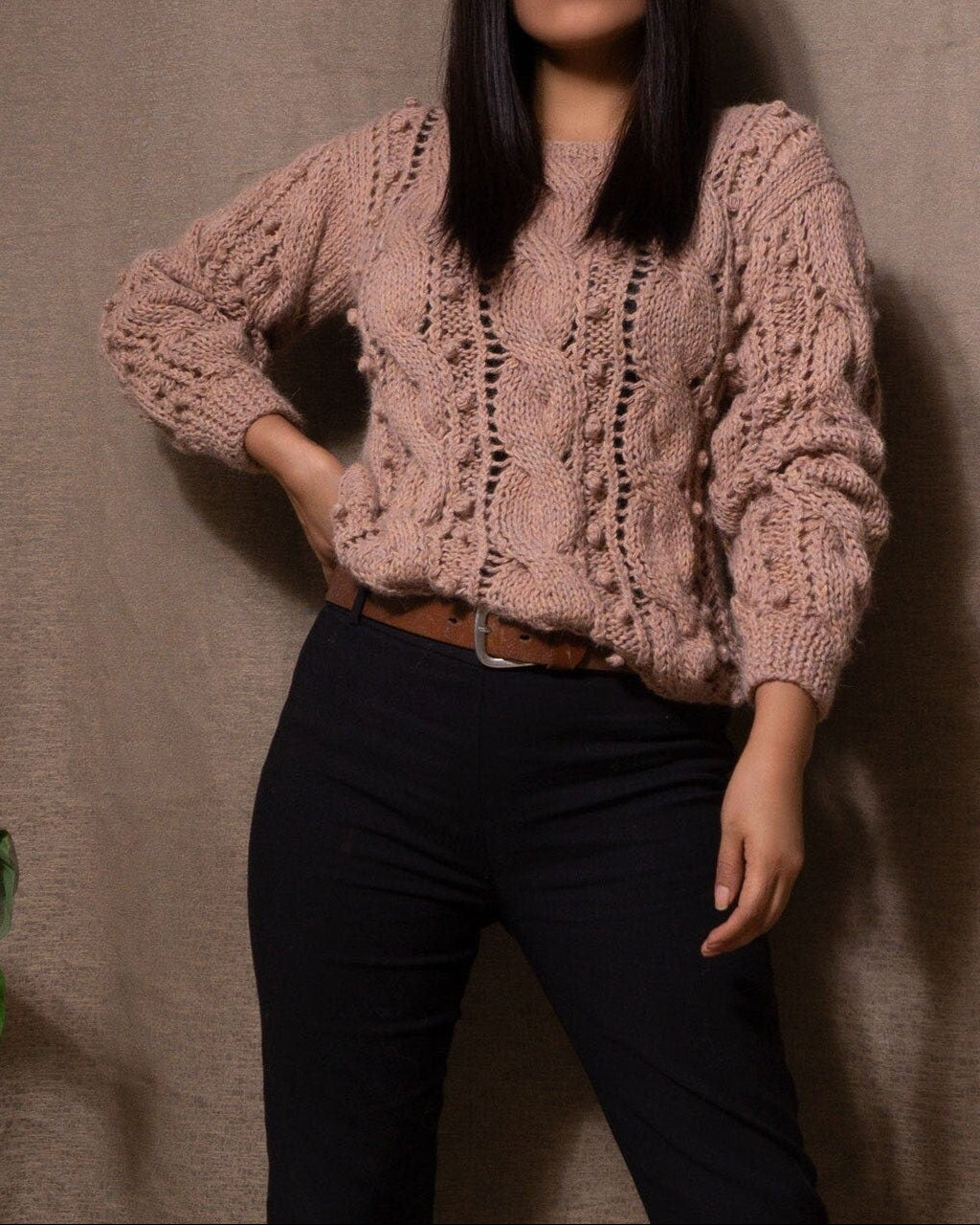 Handmade Chunky Alpaca Cable Knit Sweater | Slouchy Pullover