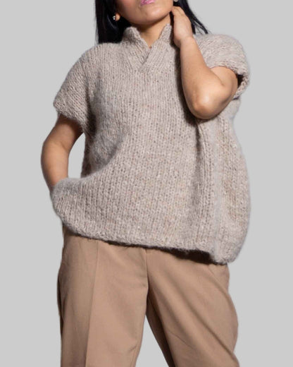 Alpaca Cropped Sweater Vest | Chunky Knit Jumper
