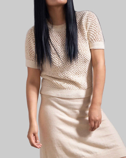 Organic Crochet Cotton Top | Handmade Women's Short Sleeve Blouse