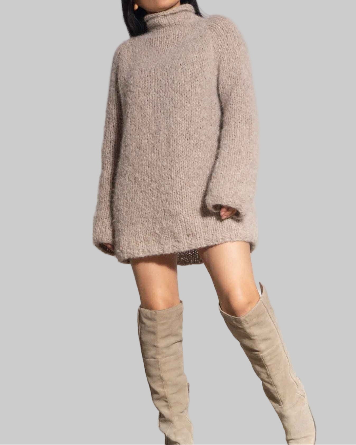 Chunky Knit Alpaca Sweater Dress | Oversized Winter Knitwear