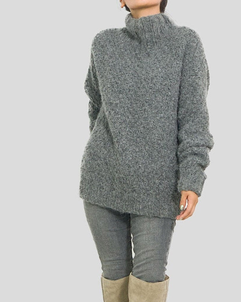 Hand Knit Alpaca Slouchy Sweater | Women's Chunky Knitwear