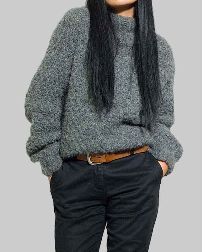 Hand Knit Alpaca Slouchy Sweater | Women's Chunky Knitwear