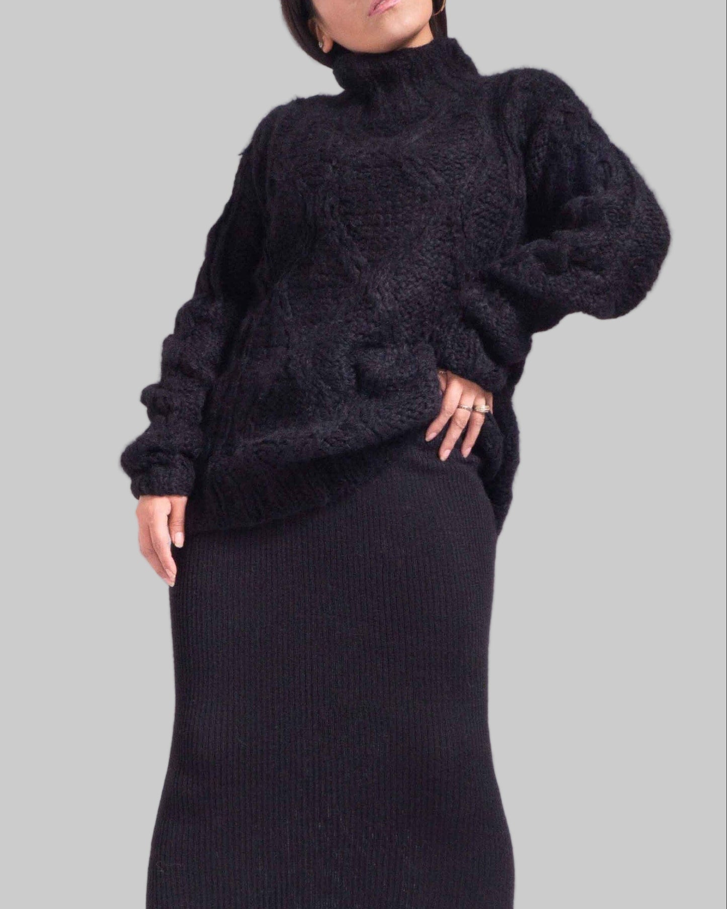 Chunky Cable Knit Alpaca Sweater | Slouchy Oversized Pullover