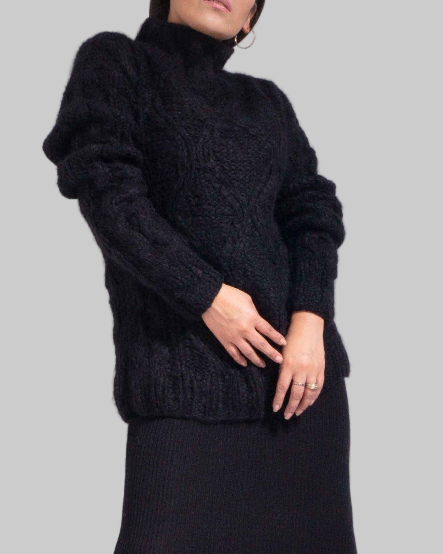 Chunky Cable Knit Alpaca Sweater | Slouchy Oversized Pullover