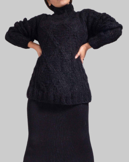 Chunky Cable Knit Alpaca Sweater | Slouchy Oversized Pullover