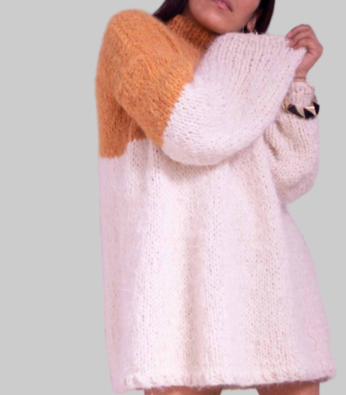 Handmade Alpaca Sweater Dress | Chunky Knit Turtleneck