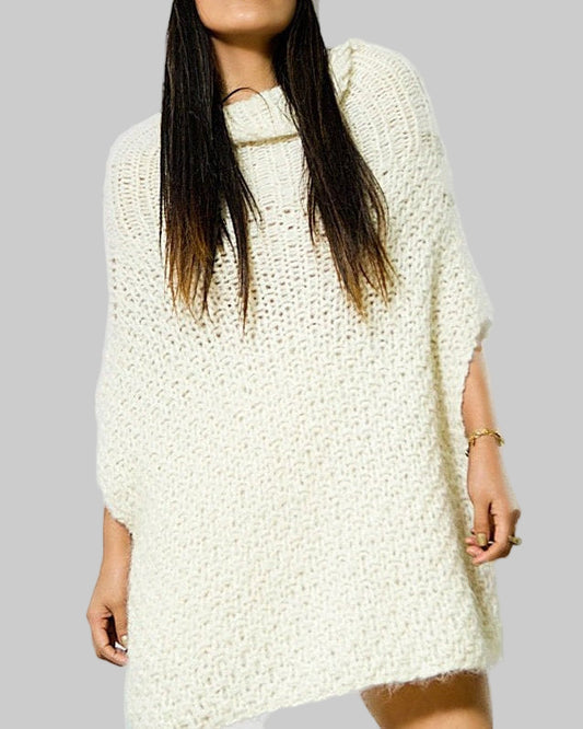 Hand Knit Alpaca Cape Sweater | Asymmetrical Vest Poncho
