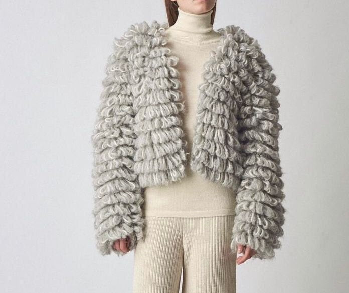 Handmade Alpaca Knit Bomber Jacket | Women's Chunky Cardigan