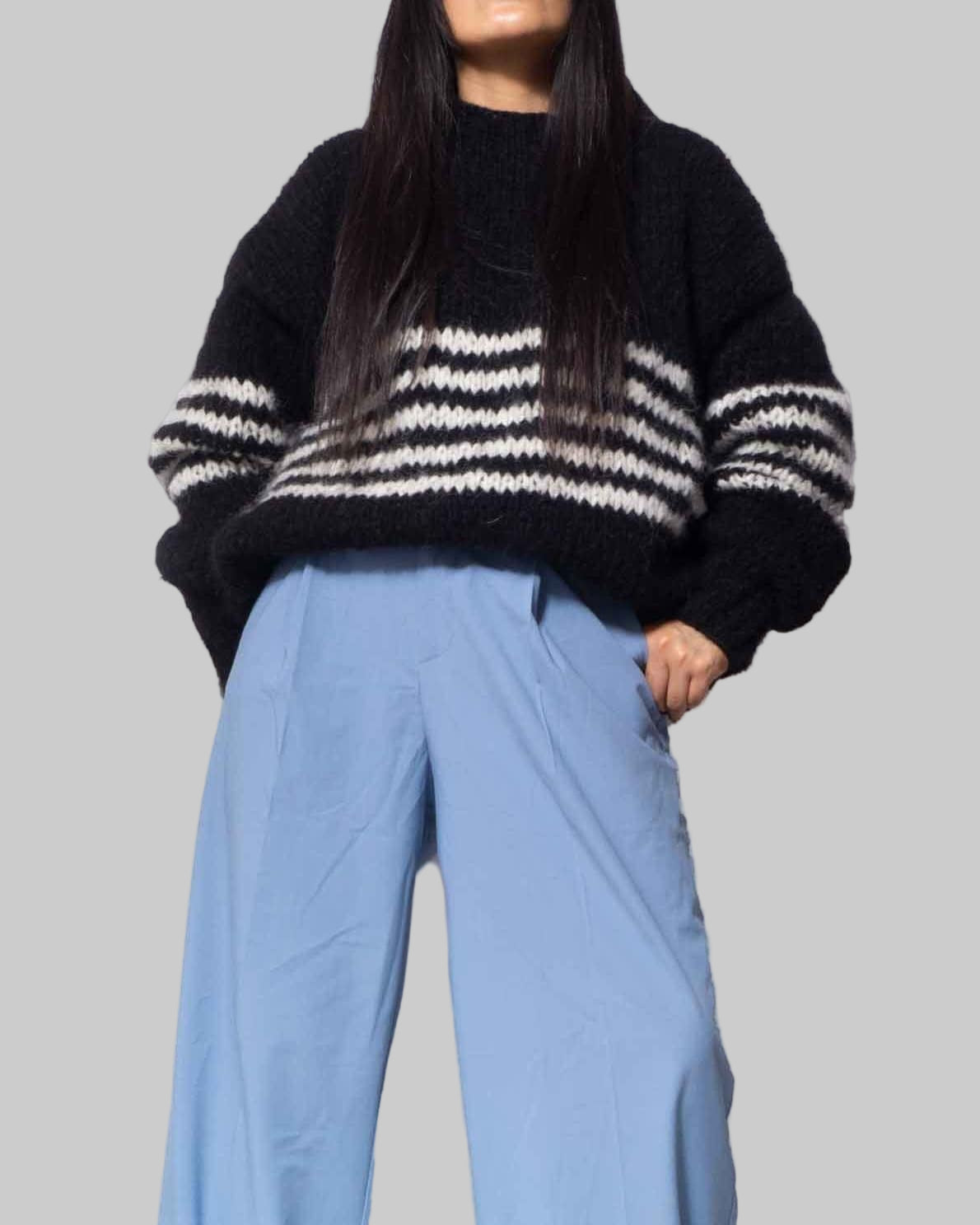 Handmade Chunky Knit Alpaca Sweater | Cropped Pullover