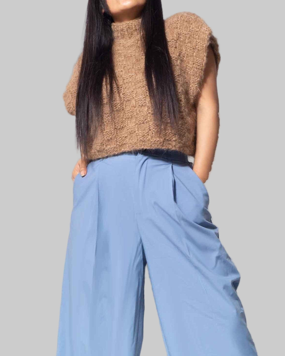 Handmade Alpaca Knit Sweater Vest | Cable Knit Wool Blend