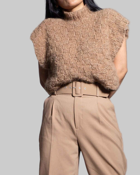 Handmade Alpaca Knit Sweater Vest | Cable Knit Wool Blend