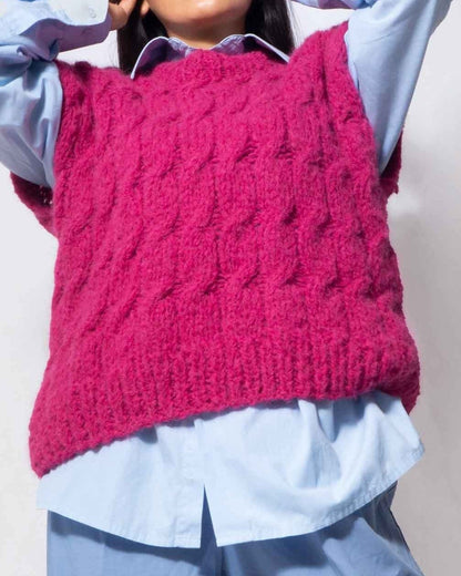 Handmade Alpaca Cable Knit Sweater Vest | Women's Wool Vest