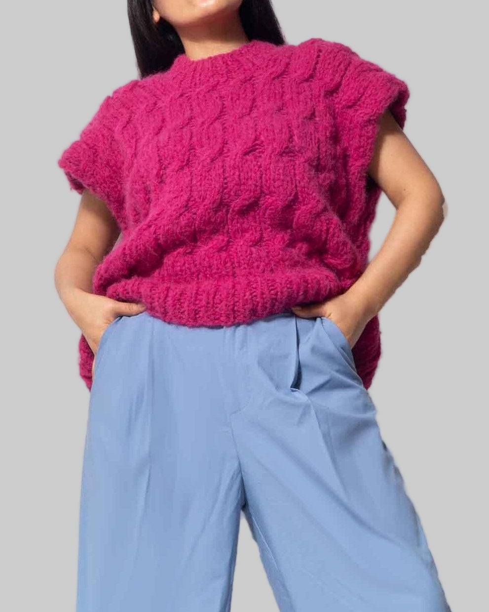 Handmade Alpaca Cable Knit Sweater Vest | Women's Wool Vest