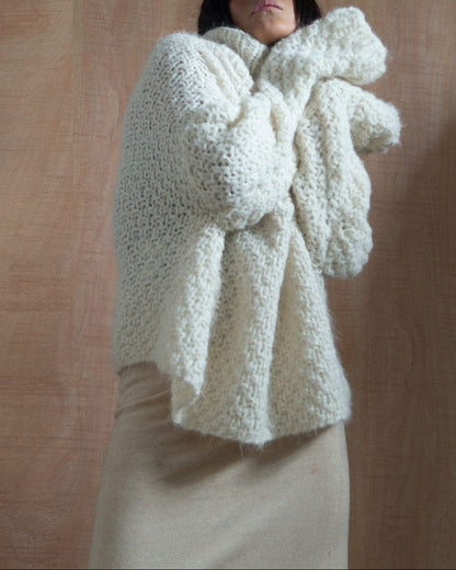 Hand Knit Oversized Alpaca Turtleneck Sweater | Cropped Slouchy Fit