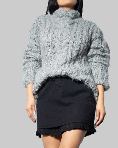 Handmade Alpaca Cable Knit Oversized Pullover Sweater