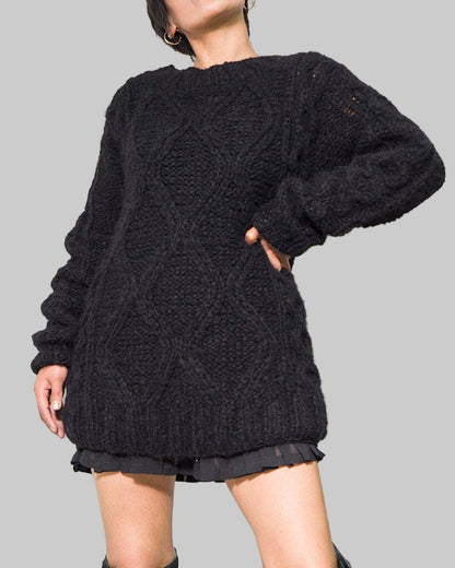 Handmade Cable Knit Alpaca Sweater | Chunky Oversized Pullover