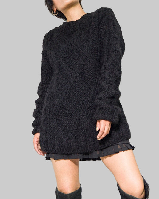 Handmade Cable Knit Alpaca Sweater | Chunky Oversized Pullover