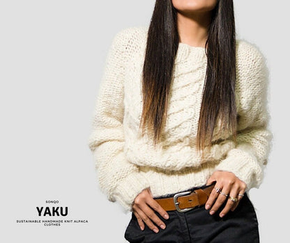 Handmade Cropped Cable Knit Alpaca Sweater | SONQO