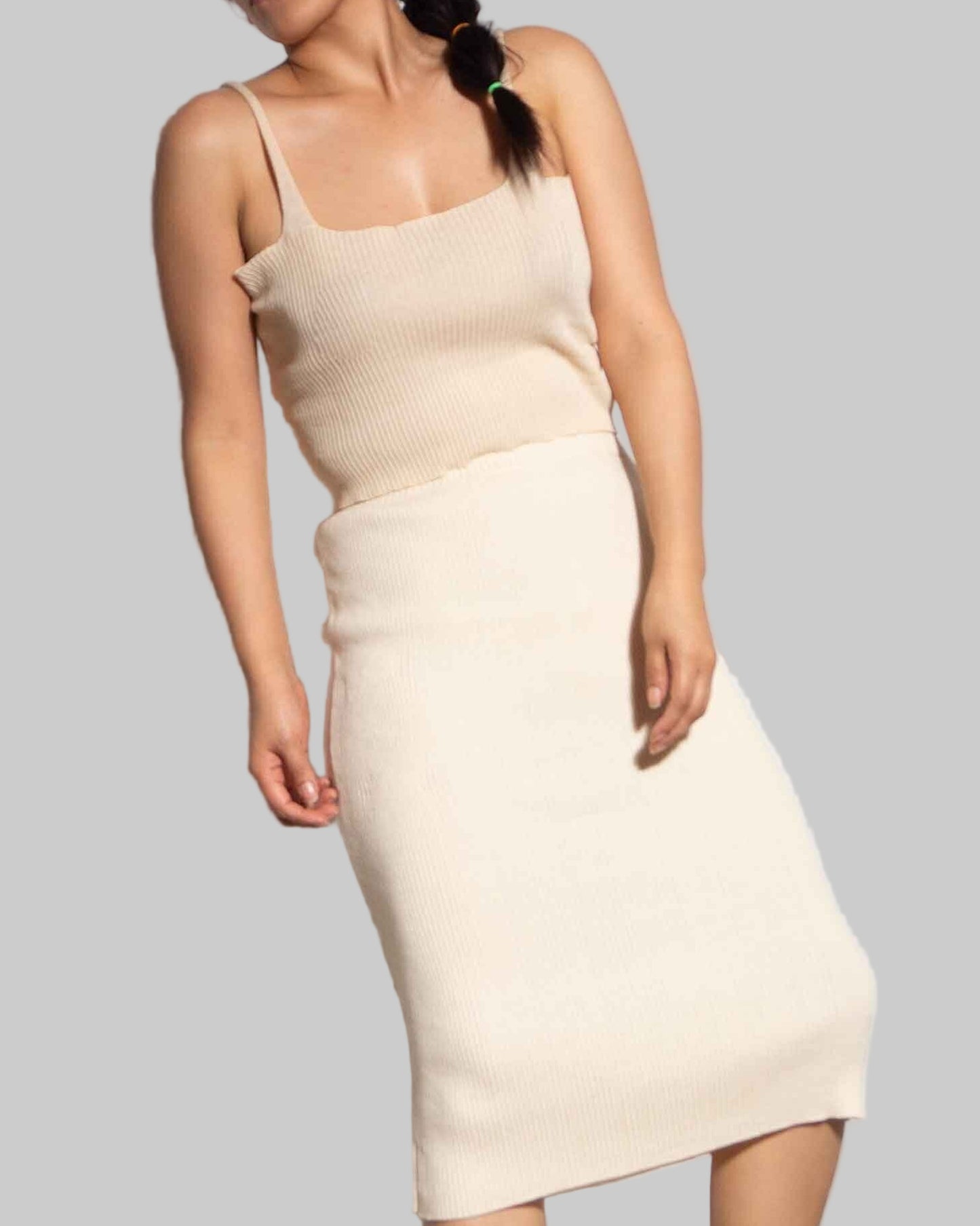 Organic Cotton Knit Top and Skirt Set | Sustainable Women's Clothing