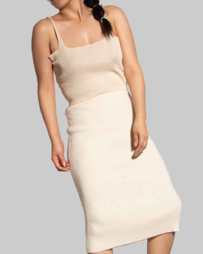 Organic Cotton Knit Top and Skirt Set | Sustainable Women's Clothing