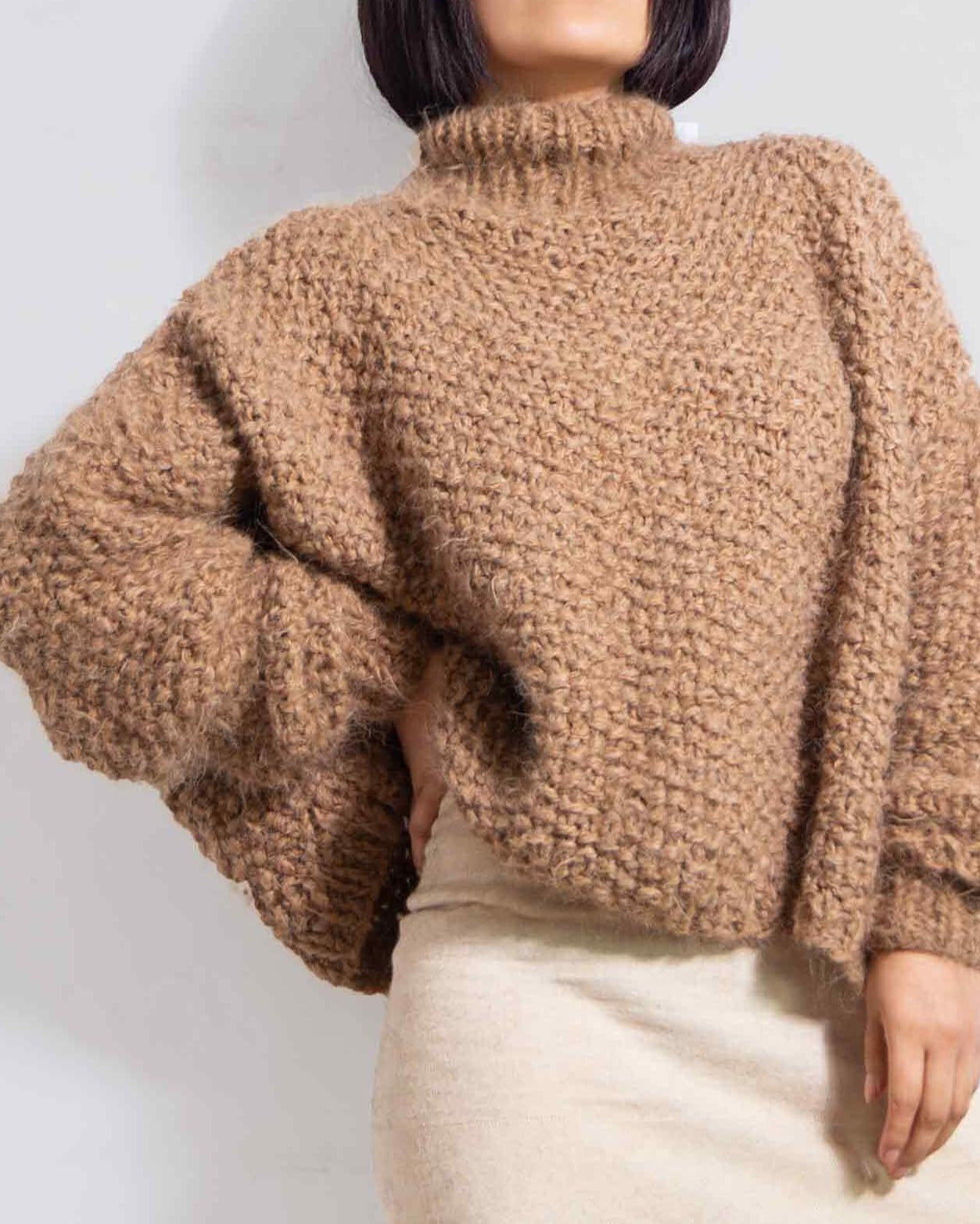 Chunky Knit Alpaca Turtleneck Sweater | Oversized Slouchy Pullover