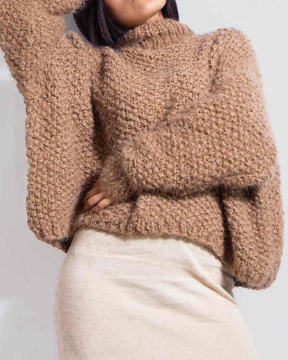 Chunky Knit Alpaca Turtleneck Sweater | Oversized Slouchy Pullover