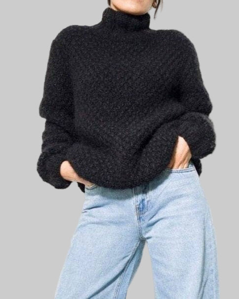 Hand Knit Alpaca Wool Sweater | Chunky Slouchy Pullover