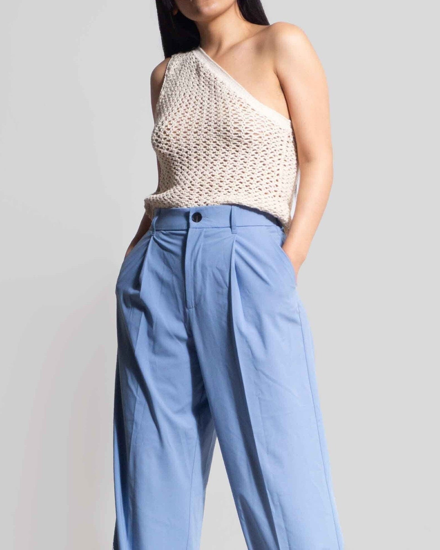 Crochet One Shoulder Organic Cotton Tank Top | Asymmetric Designer Top