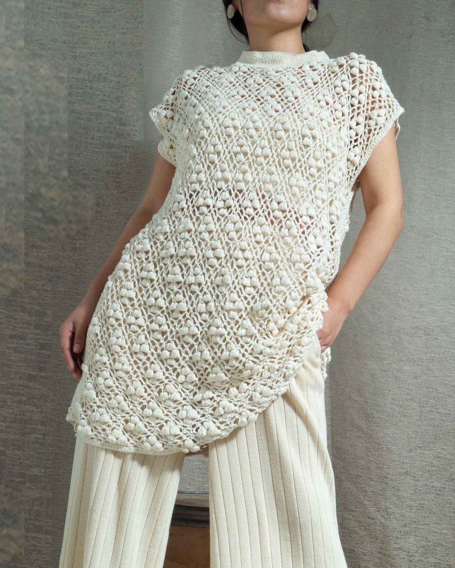 Handmade Crochet Organic Cotton Tunic Dress | Sustainable Knit Top