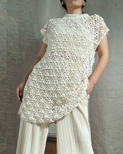 Handmade Crochet Organic Cotton Tunic Dress | Sustainable Knit Top