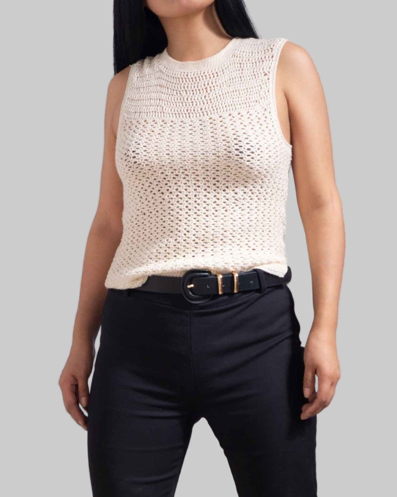 Handmade Crochet Pima Cotton Tank Top | Asymmetric Neckline