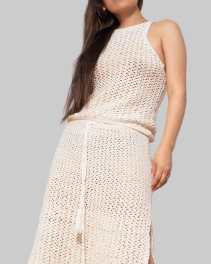 Handmade Organic Cotton Crochet Top and Skirt Set