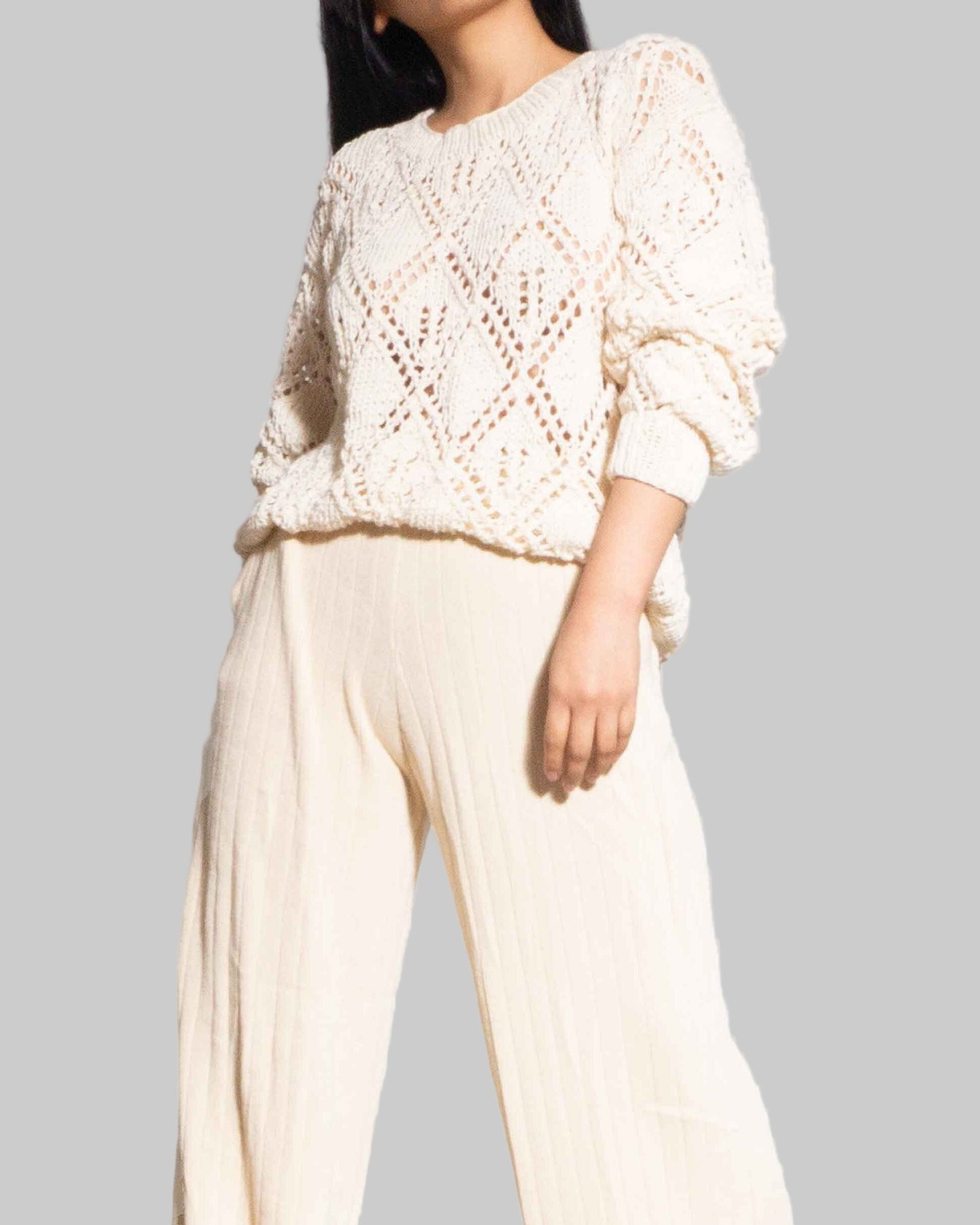 Handmade Organic Cotton Blend Knit Sweater | Slouchy Crop Pullover