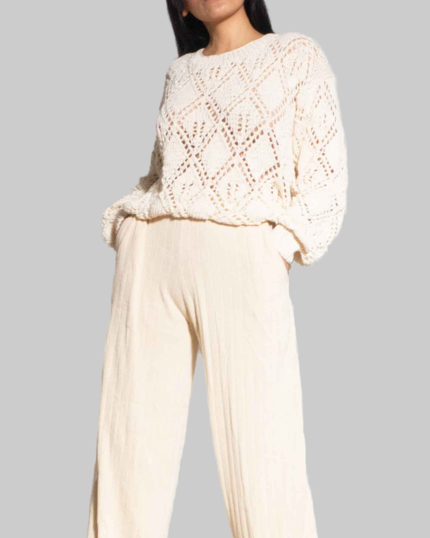 Handmade Organic Cotton Blend Knit Sweater | Slouchy Crop Pullover