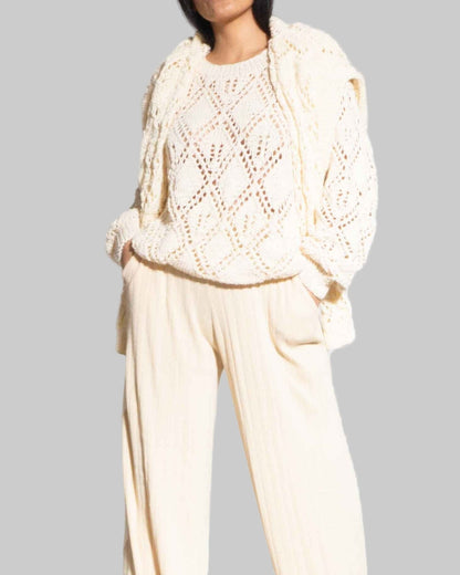 Handmade Organic Cotton Blend Knit Sweater | Slouchy Crop Pullover