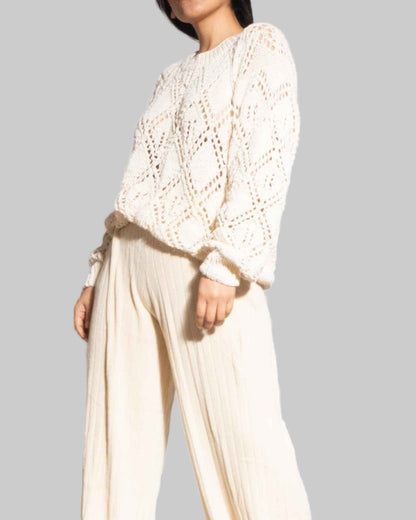 Handmade Organic Cotton Blend Knit Sweater | Slouchy Crop Pullover