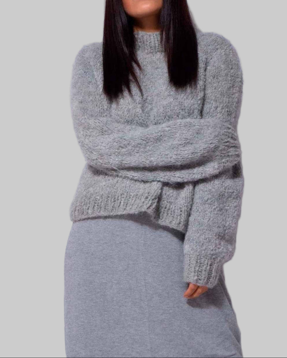 Hand Knitted Gray Alpaca Sweater | Sustainable Wool Jumper