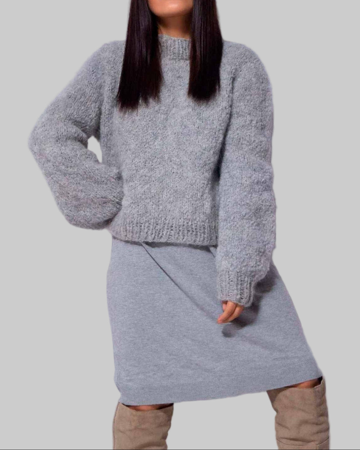 Hand Knitted Gray Alpaca Sweater | Sustainable Wool Jumper