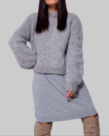 Hand Knitted Gray Alpaca Sweater | Sustainable Wool Jumper