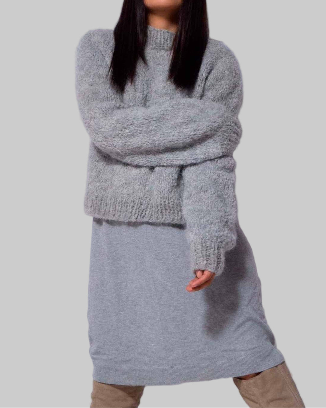 Hand Knitted Gray Alpaca Sweater | Sustainable Wool Jumper