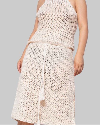 Handmade Organic Cotton Crochet Top and Skirt Set