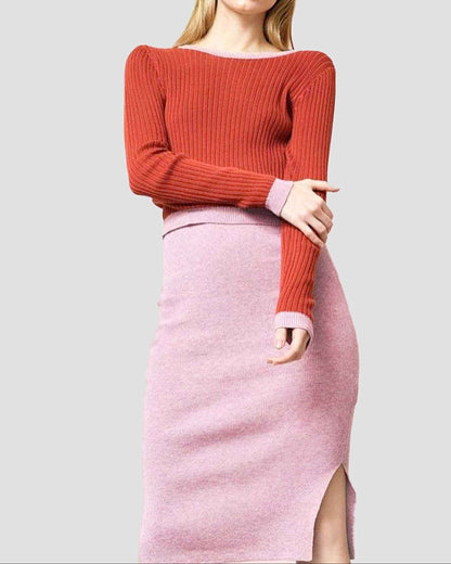 Organic Cotton Pencil Skirt | Handmade Knit Midi Skirt