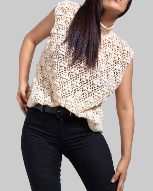 Crochet Organic Cotton Tank Top | Handmade Floral Blouse