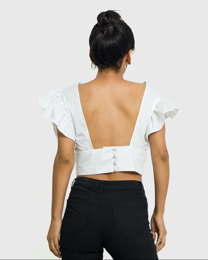 Handmade Pima Cotton Edwardian Blouse: Ruffle Sleeve Top