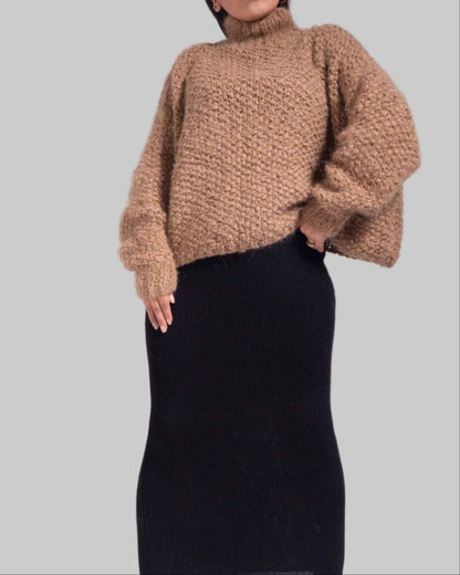 Handmade Chunky Knit Alpaca Sweater | Slouchy Cropped Pullover
