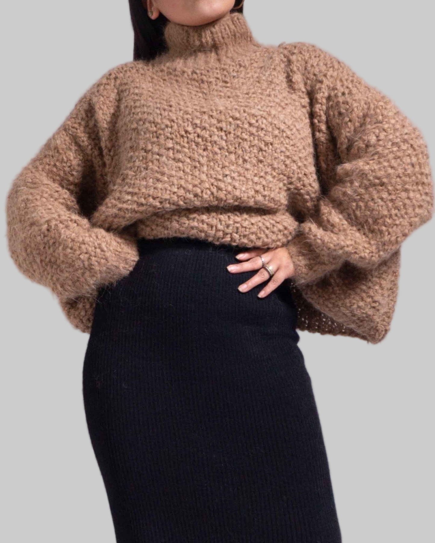 Handmade Chunky Knit Alpaca Sweater | Slouchy Cropped Pullover